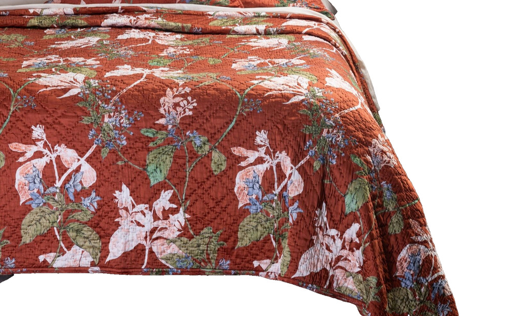 Flora Quilt, Brick, Queen