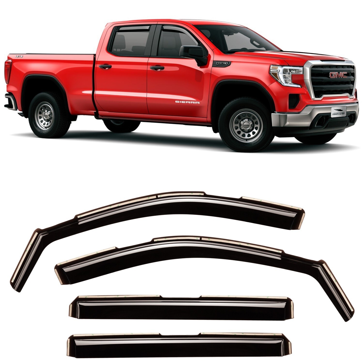 Sun Rain Visors Wind Rain Guard for 2019-2024 GMC Sierra Crew Cab 1500