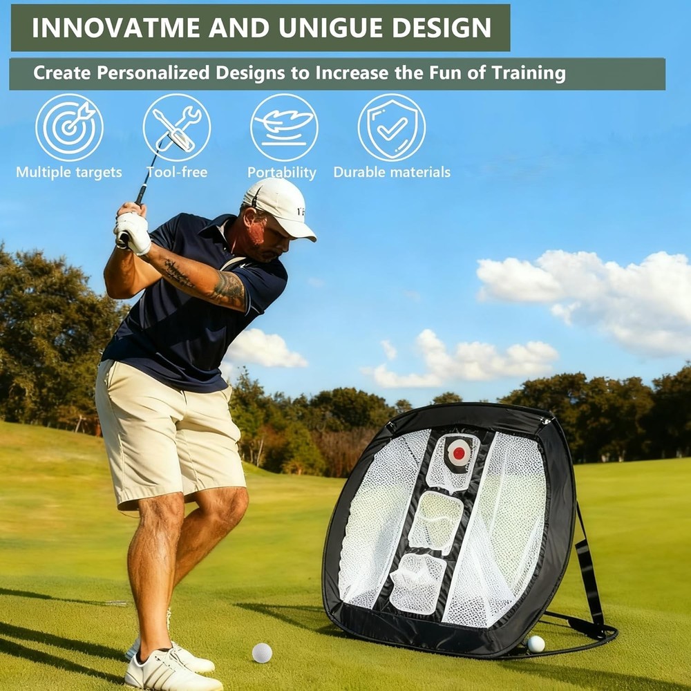 Golf Practice Net Golf Hitting Aid Training Chipping w/ Target Backyard Outdoor