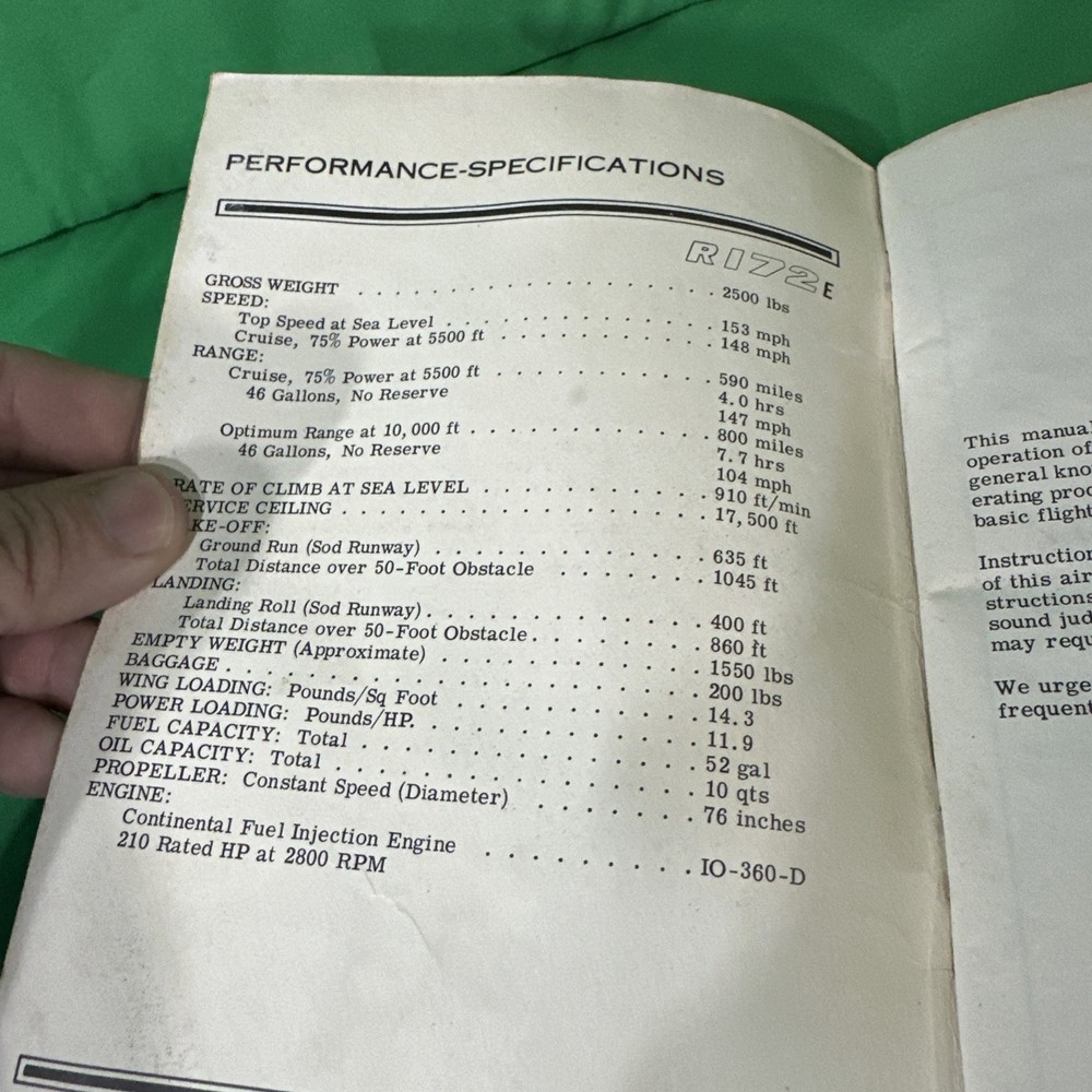 Cessna Model R172E (Army Model T-41B) Flight Handbook