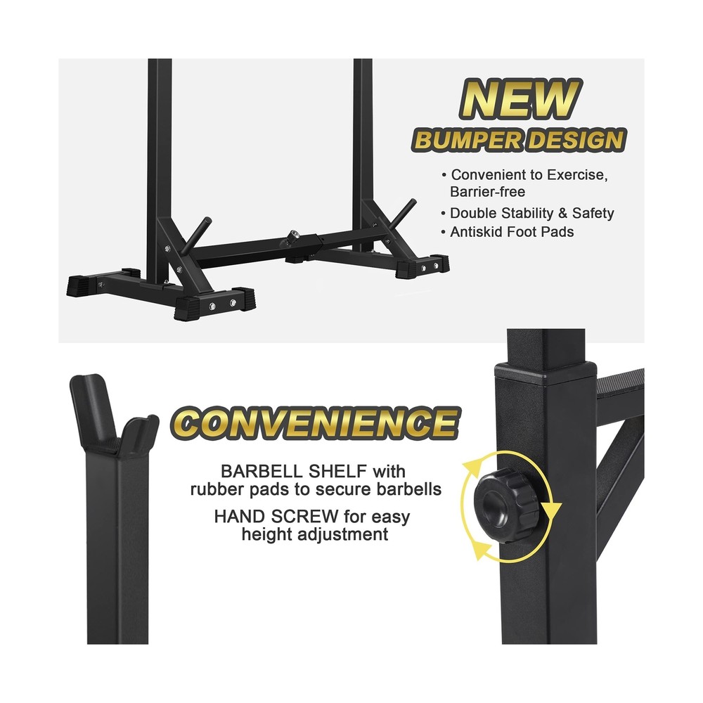 CANPA Adjustable Squat Rack Stand Multi-Function Barbell Rack Weight Lifting ...