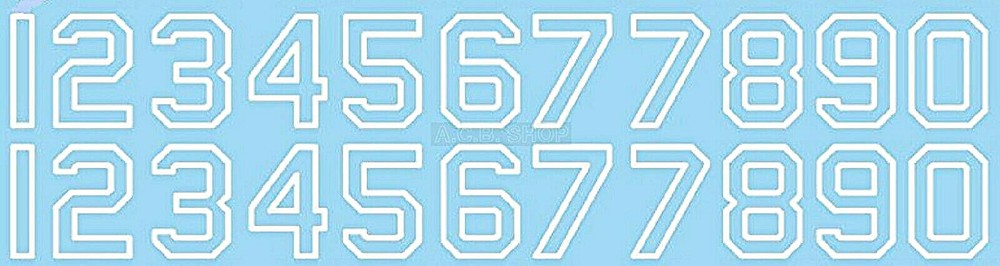 Start Numbers White 20mm 1:18 Decals Decals