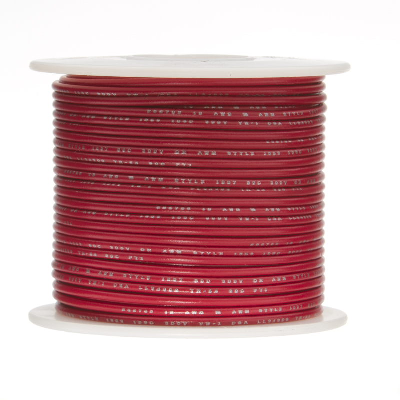18 AWG Gauge Solid Hook Up Wire Red 100 ft 0.0403" UL1007 300 Volts