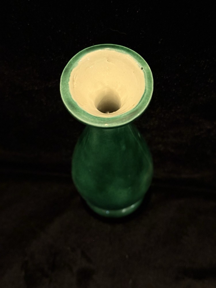 Vintage Ceramic 7” Bud Vase Drip Glazed Green Turquoise