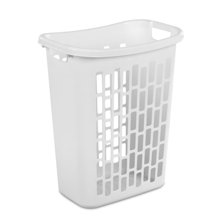 Mainstays Rectangular Open Plastic Laundry Hamper Slim Design White