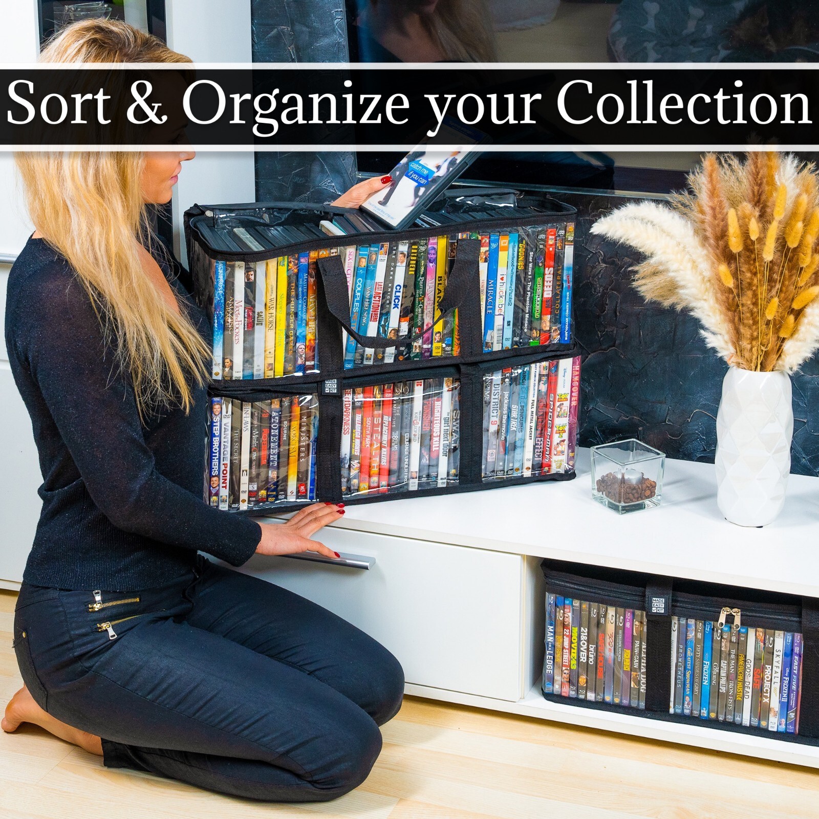 Made Easy Kit DVD Storage Case Portable Clear Organizer w/ Dividers Fits 40 DVDs