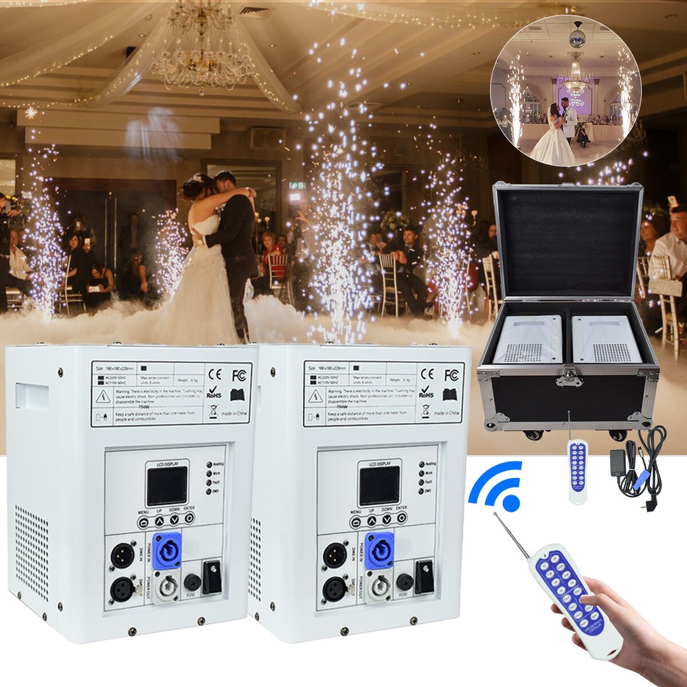 2PCS 750W Cold Spark Machine Stage Effect Firework Machine with Road Case