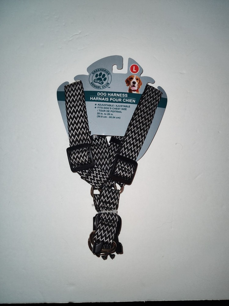 New Black & White Zigzag Pattern Dog Harness Size Large