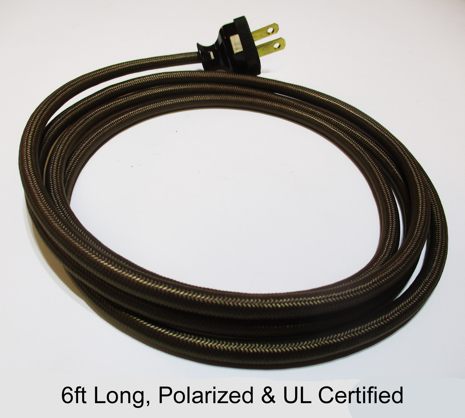 New Vintage Style Cloth Covered Electrical Cord w/ Repro Bakelite Polarized Plug