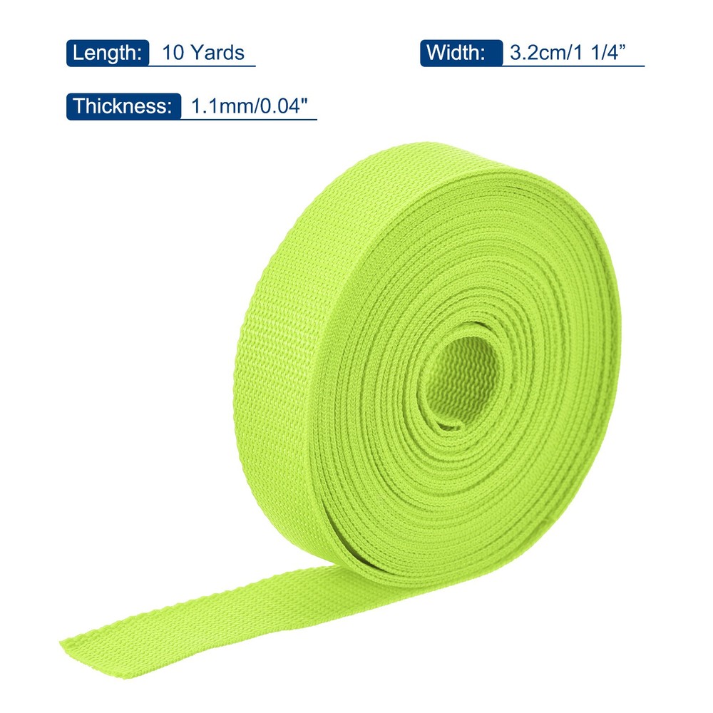 Lightweight Polypropylene Webbing Strap 1 1/4" 10 Yard Backpack Yellowish Green