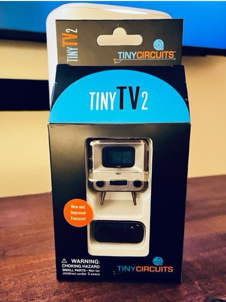 TinyCircuits TinyTV 2 With Tiny Remote, Brown, Hold Up To 10 Hours Of Video