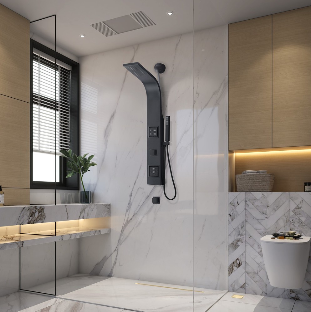 Anzzi SP-AZ078 Aura Thermostatic Shower Panel - Grey