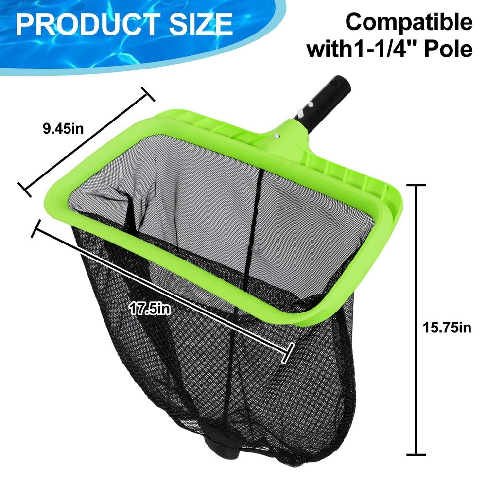 Swimming Pool Leaf Skimmer Net,Double-Layer & Reinforced Frame Deep Rake Nets