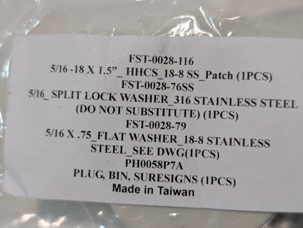 Hardware Assy Kit for Philips SureSigns: Hex Screw, Split Lock, Washer, Bin Plug