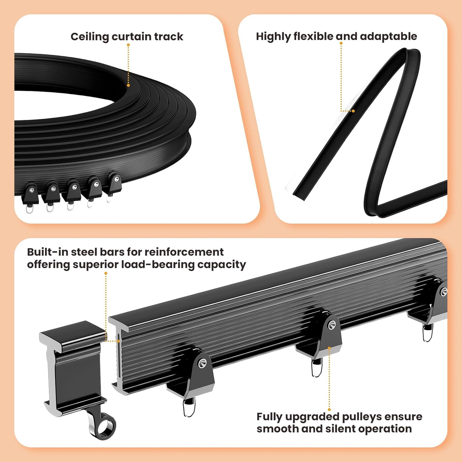 Accordion-Style Room Divider with Ceiling Track Foldable Partition Curtain Easy