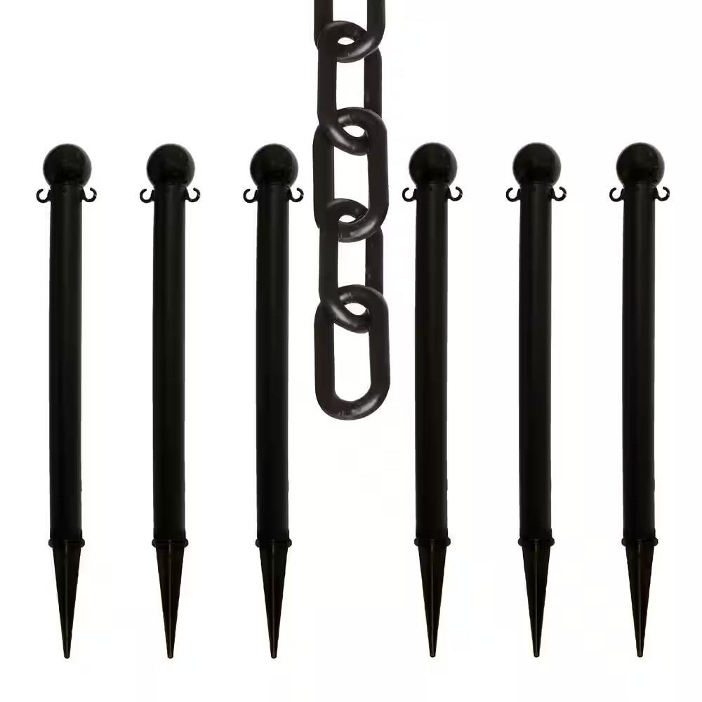 Black Heavy-Duty Ground Pole and Chain Kit