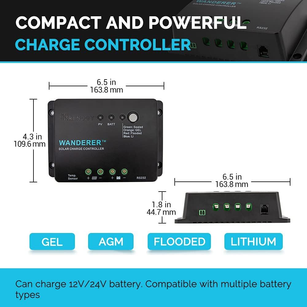 Renogy 100W Solar Panel Kit 12V Mono Starter w/ 30A Charge Controller Caravan RV