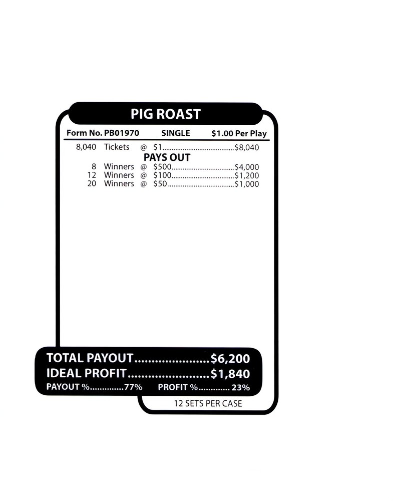 Pull Tab Ticket - Jar - Game - Pig Roast - 8,040 ct