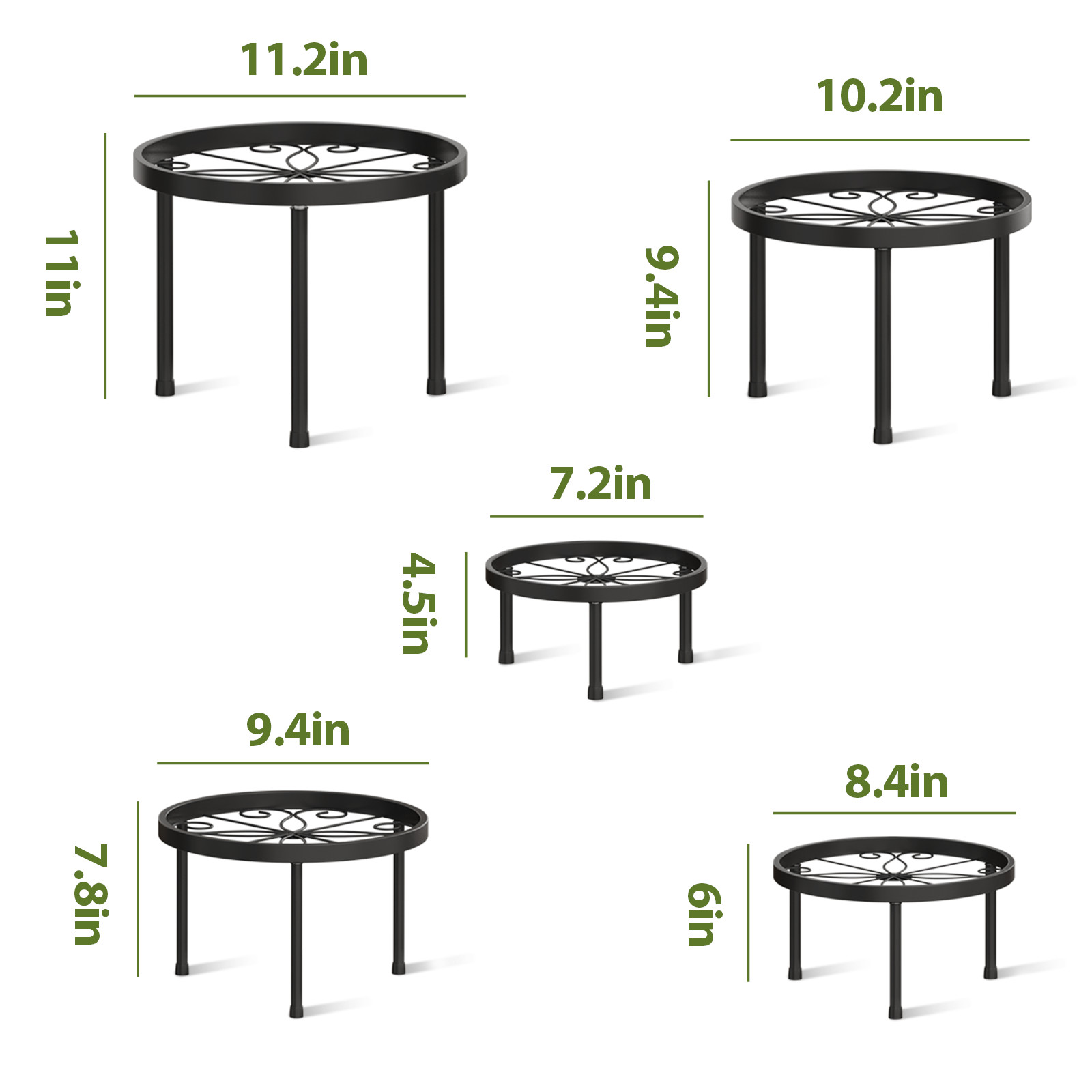 Bamworld 5-Pack Plant Stands Metal Flower Pot Racks for Heavy Duty Plant Riser