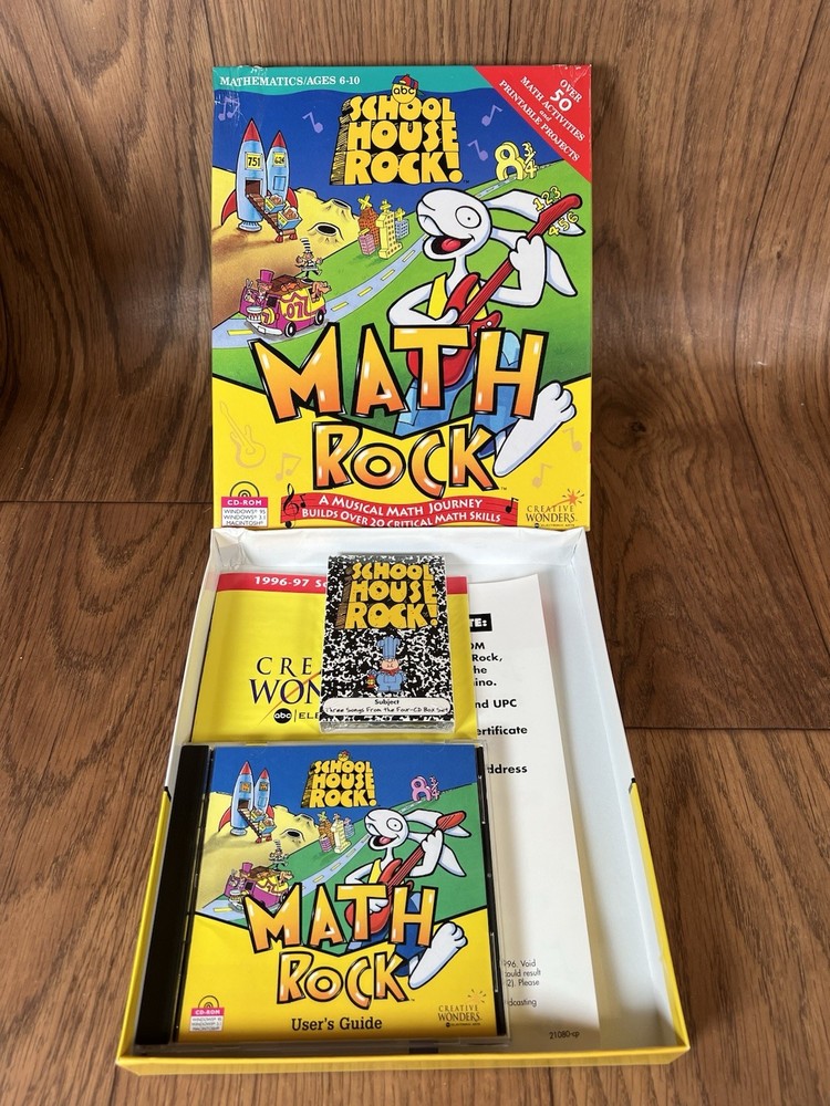 School House Rock Math Rock Educational CD-ROM With Box Vintage