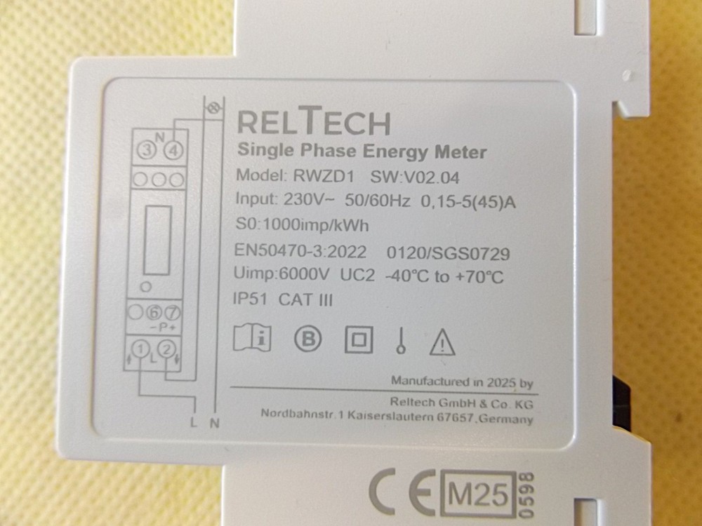 RelTech AC Meter RWZD1 MID Calibrated 45 A Digital SO Interface NEW