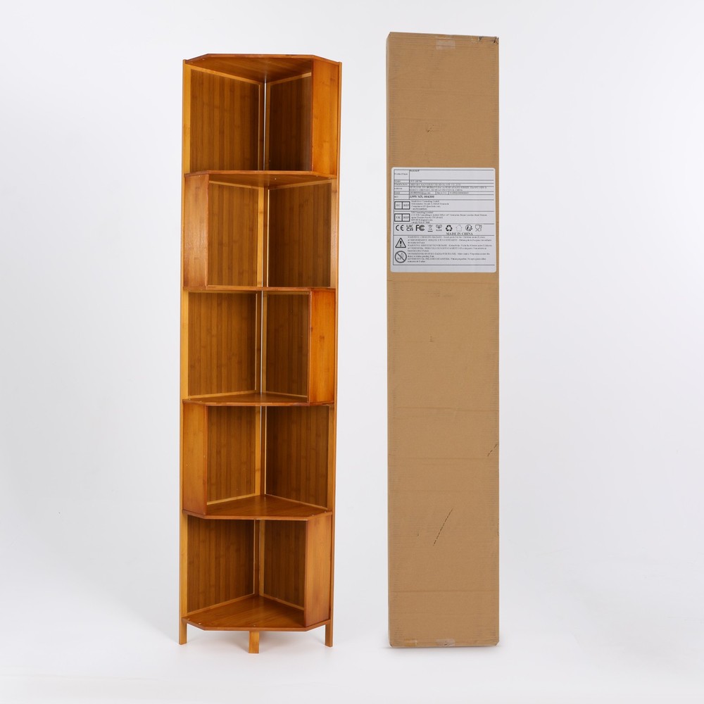 Rotating Bookshelf A-Shape Corner Bookcase Storage Freestanding Display Rack