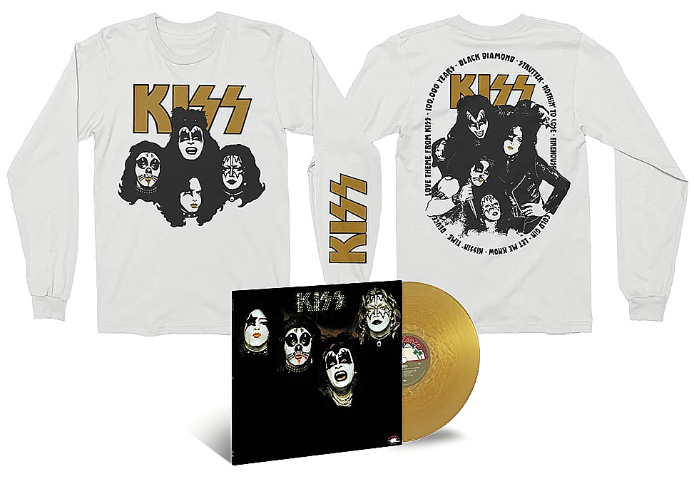 KISS 50th Anniversary Golden Nugget Color LP Vinyl T-Shirt Size 2-XL 1/2500 Ace