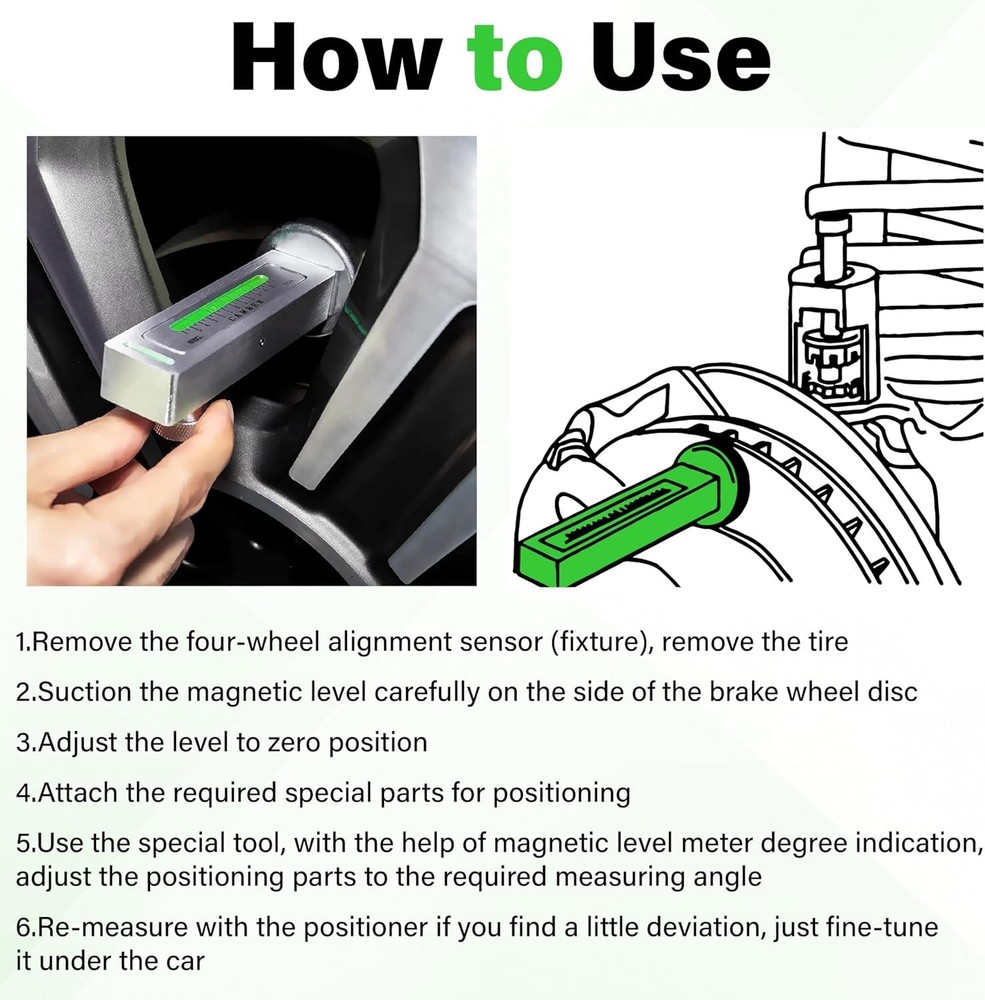 Wheel Alignment Tool, Universal Camber Alignment Tool, Adjustable Magnetic Ga...
