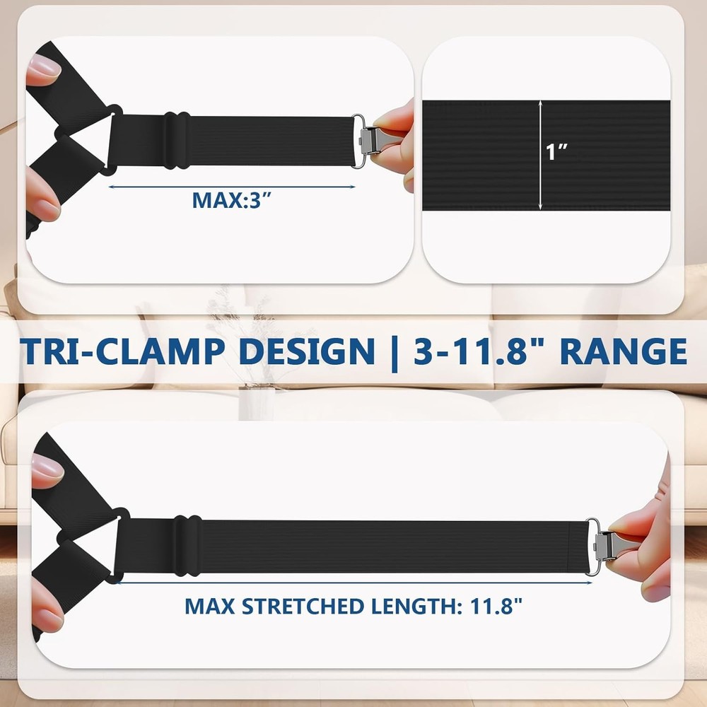 Adjustable Bed Sheet Straps with Metal Clips - 4 Pack Fitted Sheet Holders