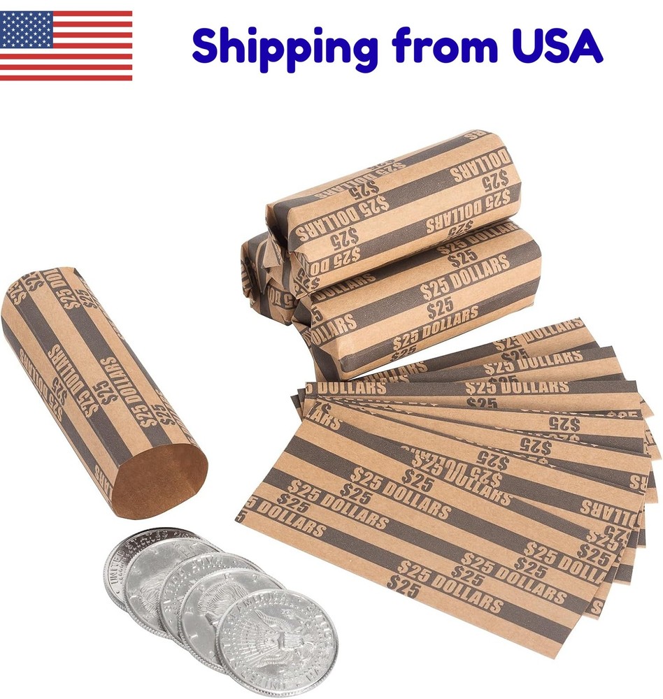 Dollar Coin Wrappers Flat Rolls - Holds $25 - 110 Count