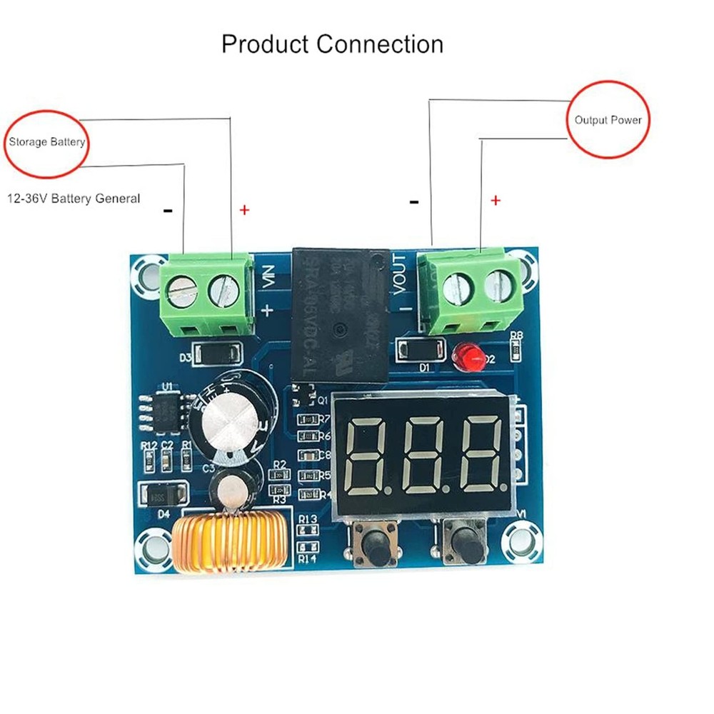2 Pack 12-36V Lithium Battery Over Discharge Protection Module Switch