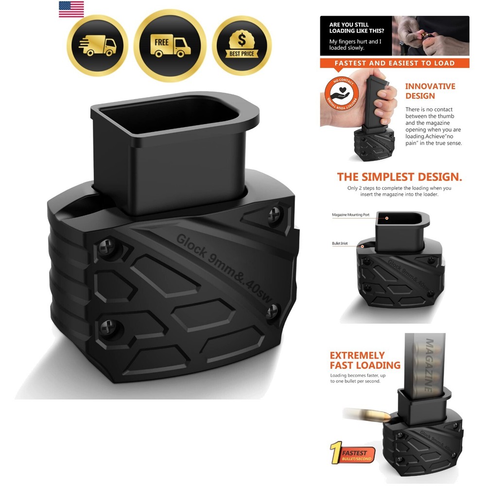 Gun Magazine Loader for Glock 9mm .40 Caliber Fast Easy Loading Tool