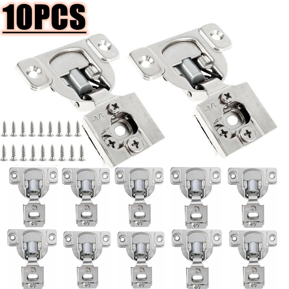 10Pcs 1/2" Overlay Soft Close Hinge Face Frame 105° Compact Cabinet Hinges