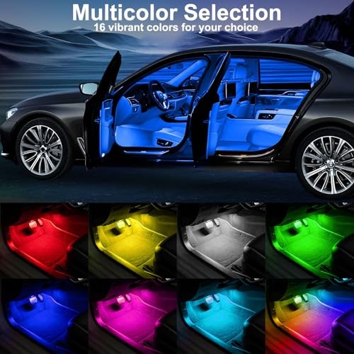 4 Pcs Wireless Interior Car Led Lights with Remote Control, 16 Colors USB