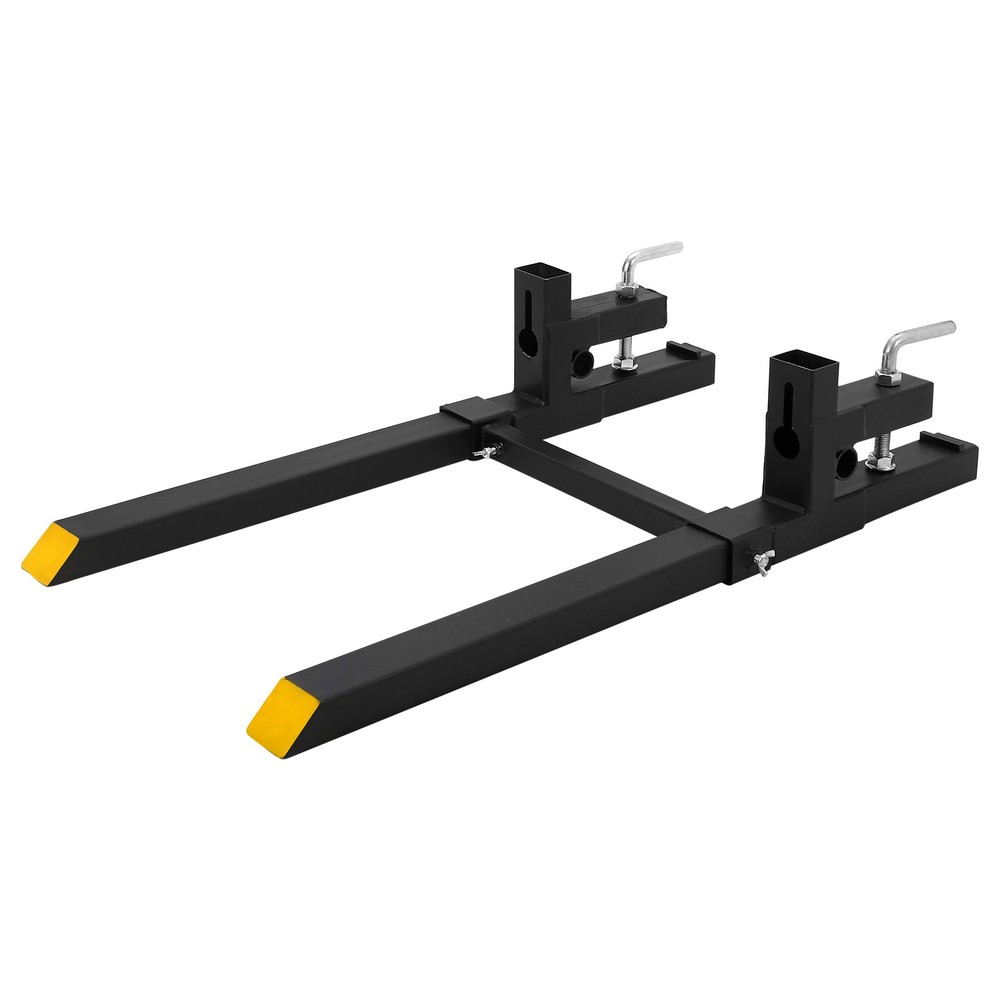 60" 4000LBS Clamp On Pallet Forks with Adjustable Stabilizer for Tractor Loader