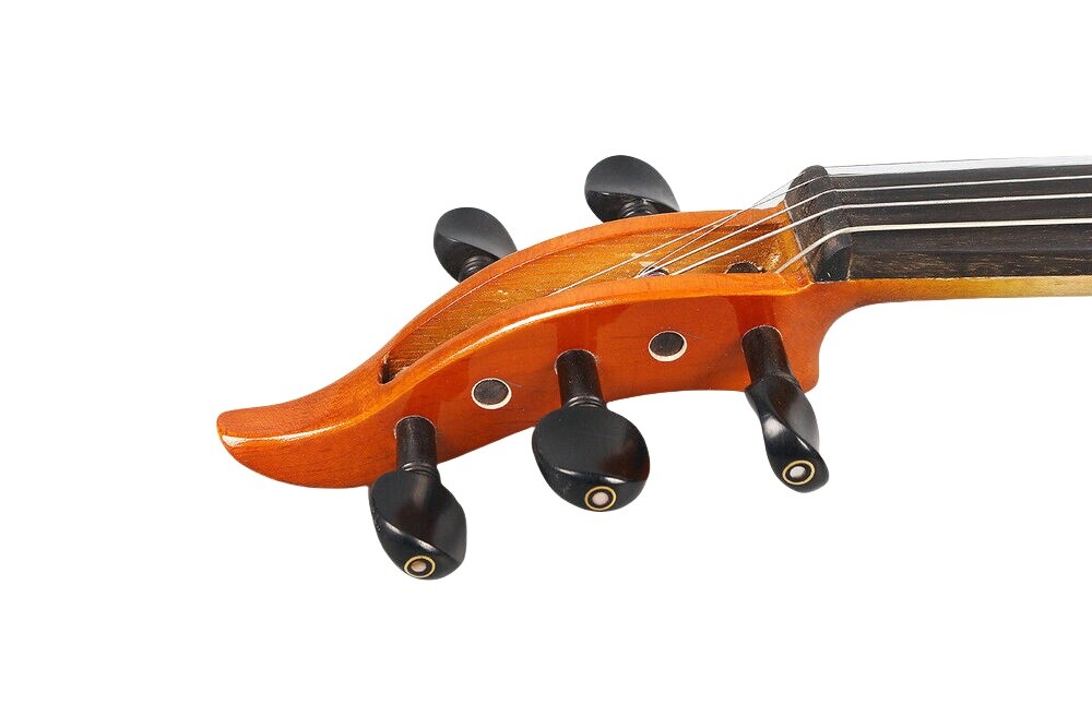 5 String Electric Violin Kit 4/4 Size Solid Wood Bird Head Yellow Paint