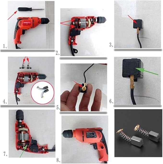 10 Pack Replacement Electric Carbon Brush for Power Tools 153# (6.5x13.5x18mm)