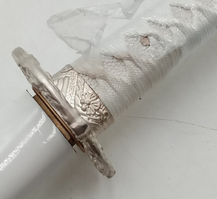 White Samurai Japanese Sword Hand Forged Light Rust