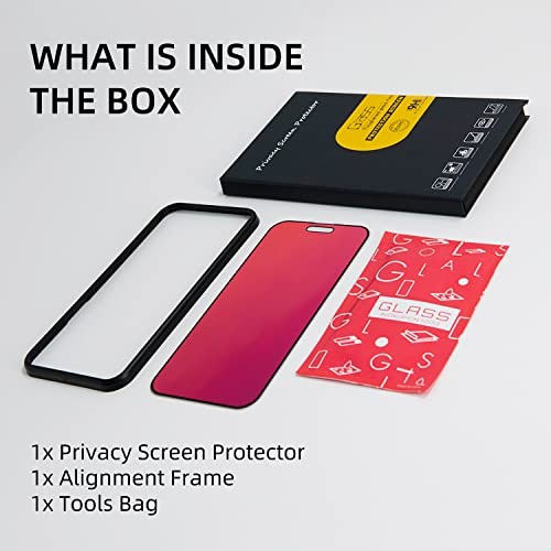 Privacy Screen Protector - Compatible with iPhone 14 Pro, iPhone 15, iPhone 16
