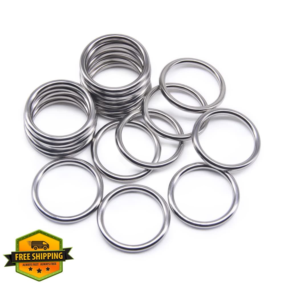 SEMINI 20pc Metal O Ring Buckles Welded Round Loop Craft Hardware