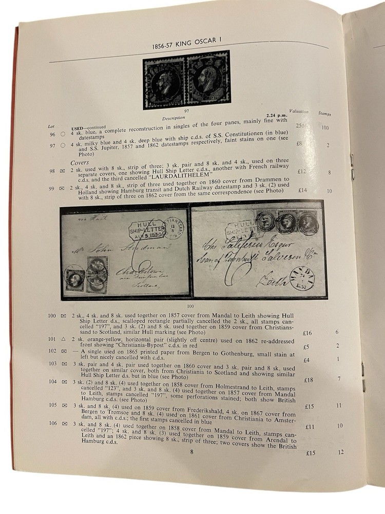 1958 Robson Lowe Norway Specialised Stamp Sale Catalogue + Prices Realized