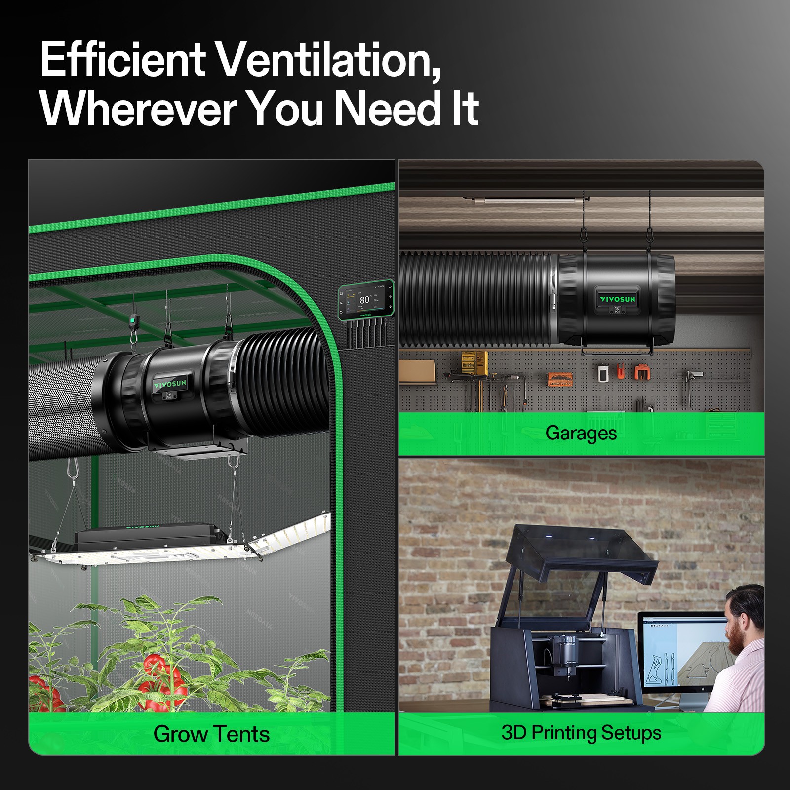 VIVOSUN Smart Air Filtration PRO Kit T8 Inline Ducting Fan Filter E42A+ Growhub