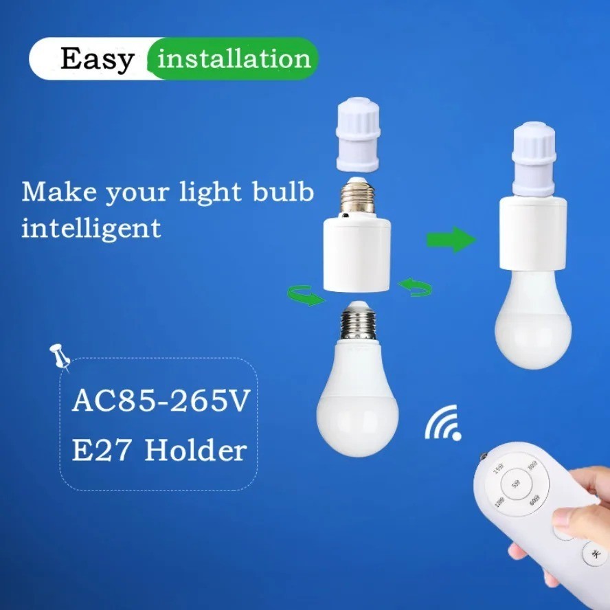 Wireless Remote Control Light Lamp E27 Screw Bulb Base Holder Cap Socket Switch