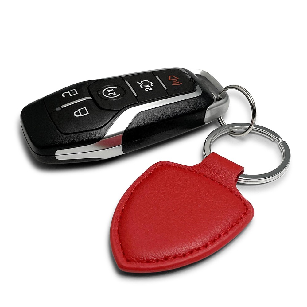 Dodge SRT Hellcat Soft Real Red Leather Shield-Style Key Chain