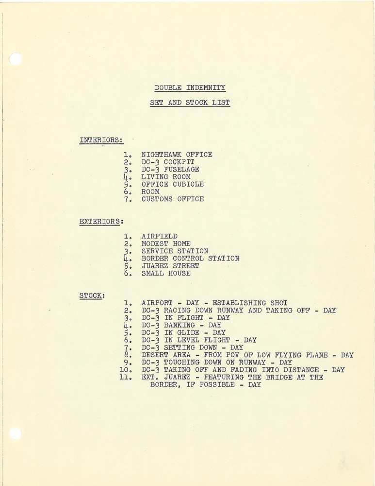 *DOUBLE INDEMNITY - DANGER IS MY BUSINESS (1957) Revised Final Draft Script