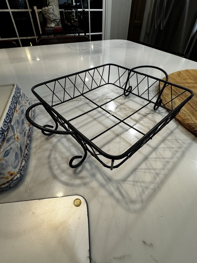 Temp-Tations 2.5-Quart BLUE Old World Square Baking Dish W/ Wire Rack & Trivet