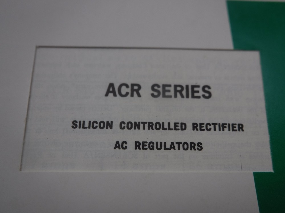 Sorensen ACR Series Silicon Controlled Rectifier AC Regulators A14-5217