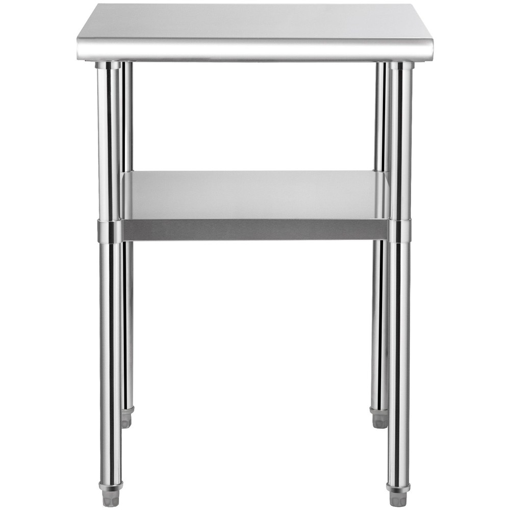 Heavy-Duty Stainless Prep Table, 24x24in Top, Adjustable Undershelf, 4 Wheels