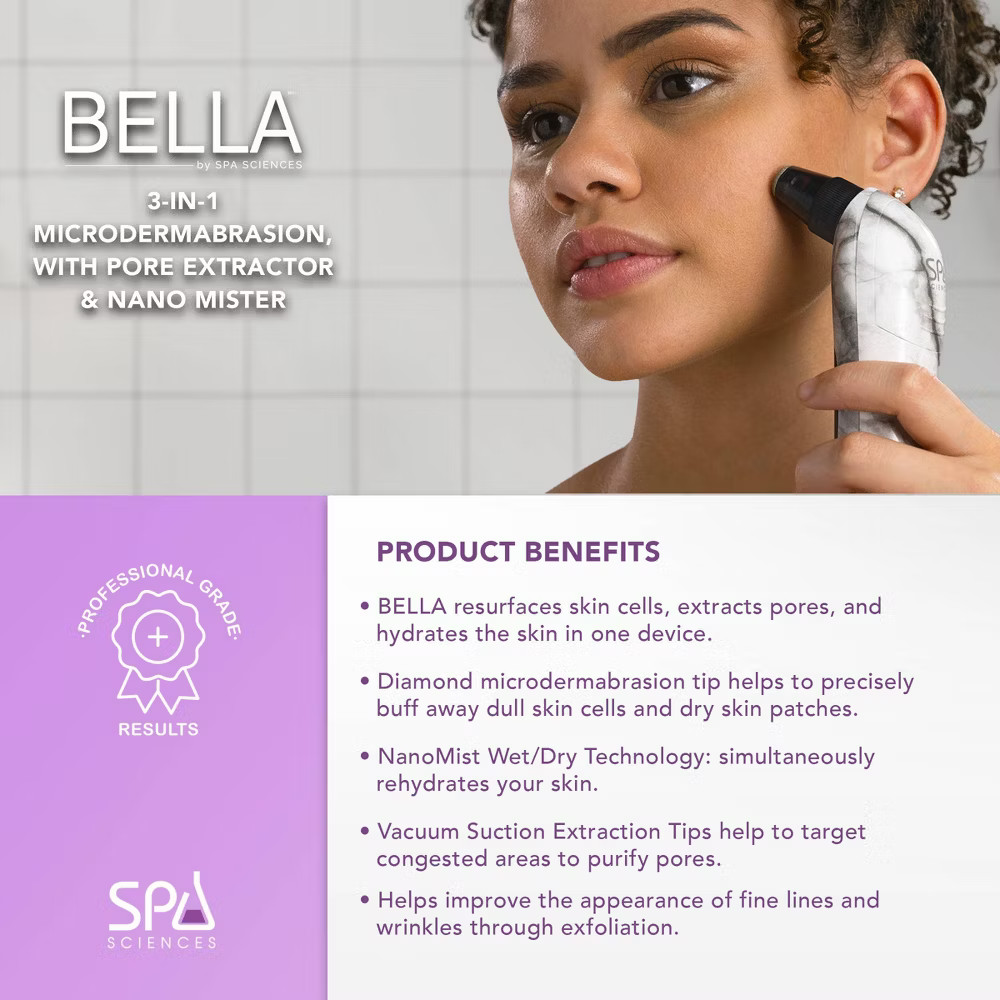 BELLA 3-in-1 Microderm Pore Extractor & Micro Mister White Marble
