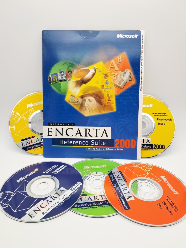 Microsoft Encarta Reference Suite 2000 - 7 Discs - Encyclopedia Atlas Dictionary